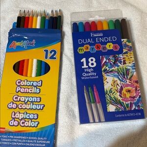 Dual Ended Markers and Colored Pencils Set